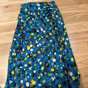 Zara floral slit silk midi skirt